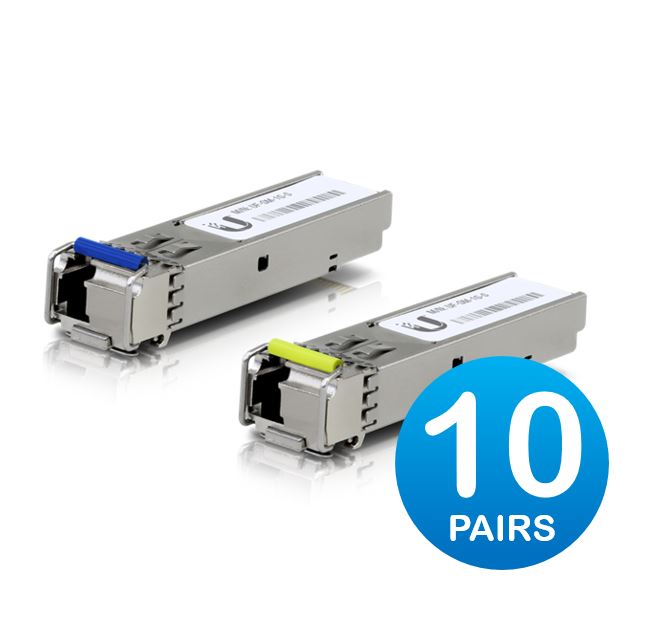 Ubiquiti UFiber1 Gbps Bidirectional Single-Mode SFP Module, 20-Pack, Up 3km Distance,Simplex LC Connector, Fiber Cable Not Include