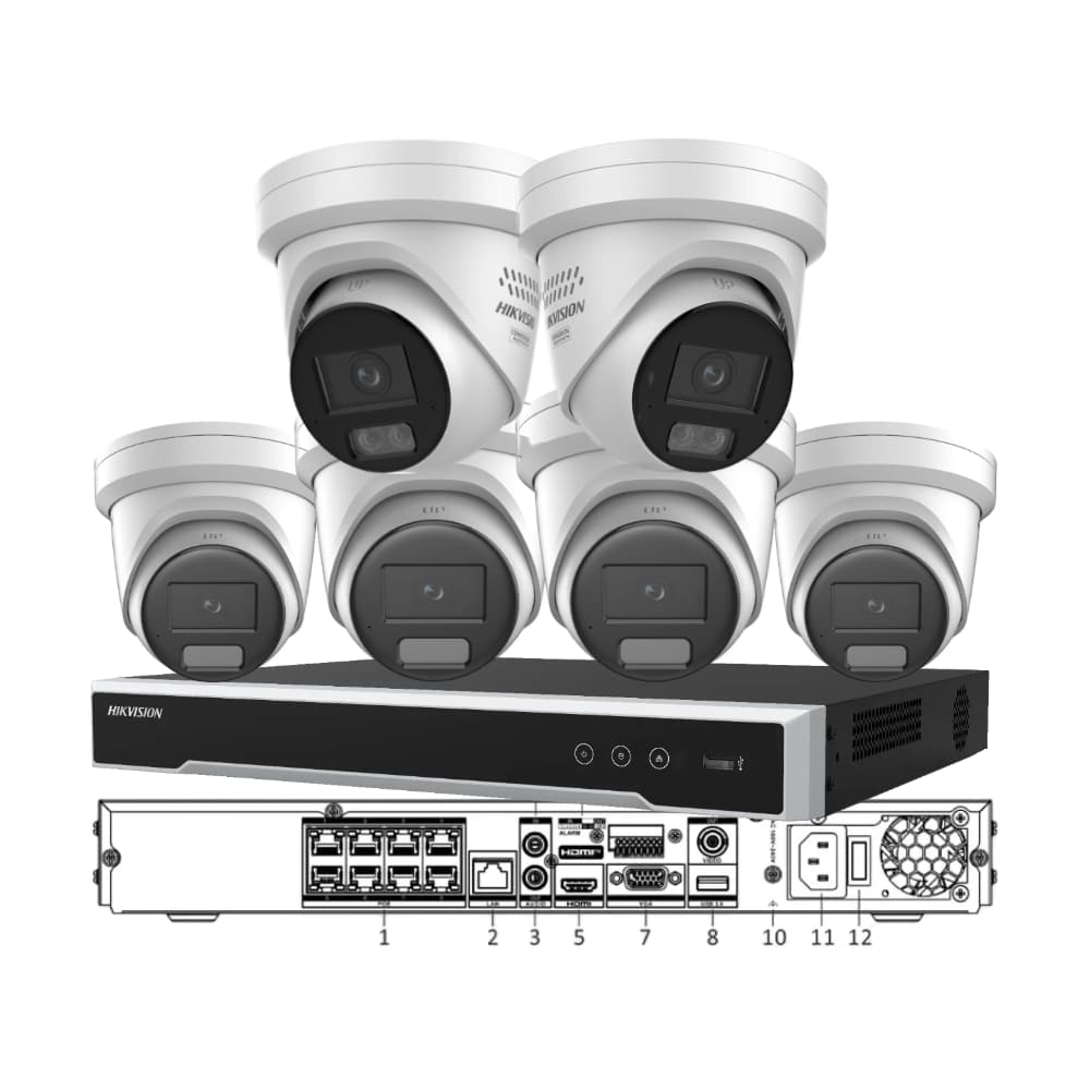 Hikvision 6-Camera 8MP 4K CCTV Kit — ColorVu Live-Guard + AcuSense, 8-Channel NVR & 4TB